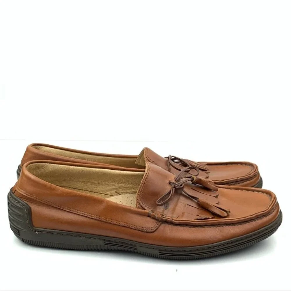 Cable & Co Mens loafers size 12 cognac brown Italian vintage leather